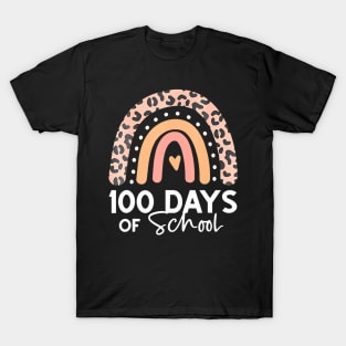 Leopard Rainbow 100 Days Yall 100Th Day Of School Teacher T-Shirt